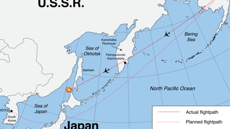 map of Korean Air flight 007