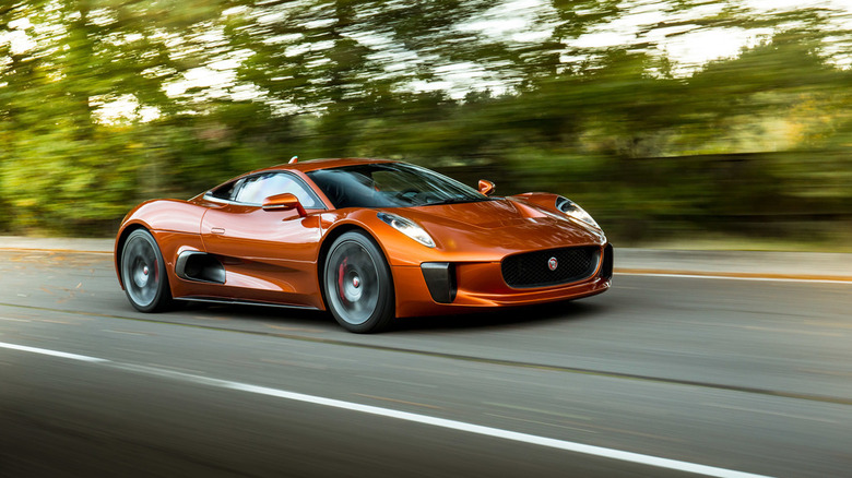 Orange Jaguar C-X75 driving