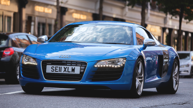 blue Audi R8 in London