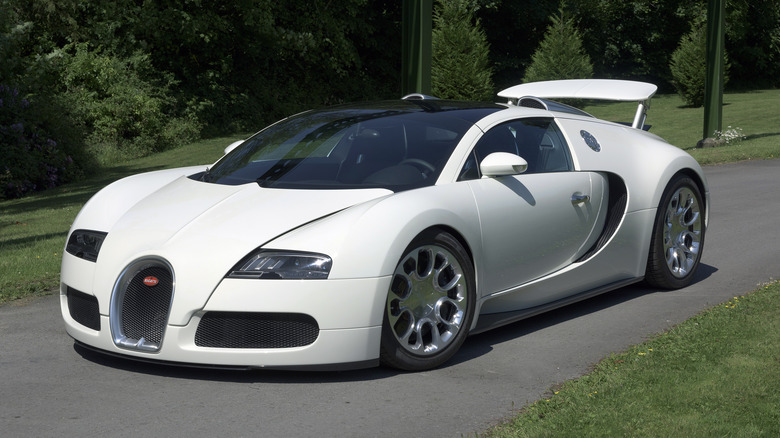 white Bugatti Veyron Grand Sport