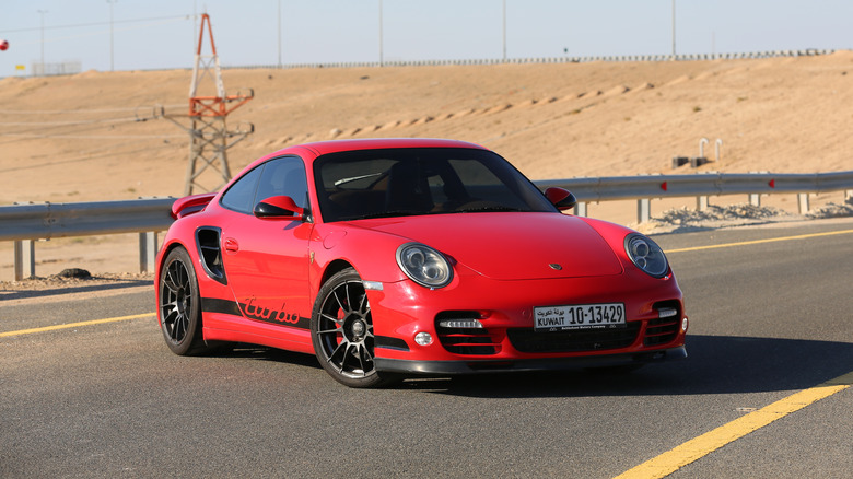 red Porsche 997 Turbo in Kuwait