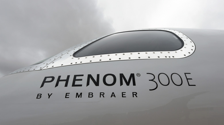 Exterior view of Phenom 300E cockpit