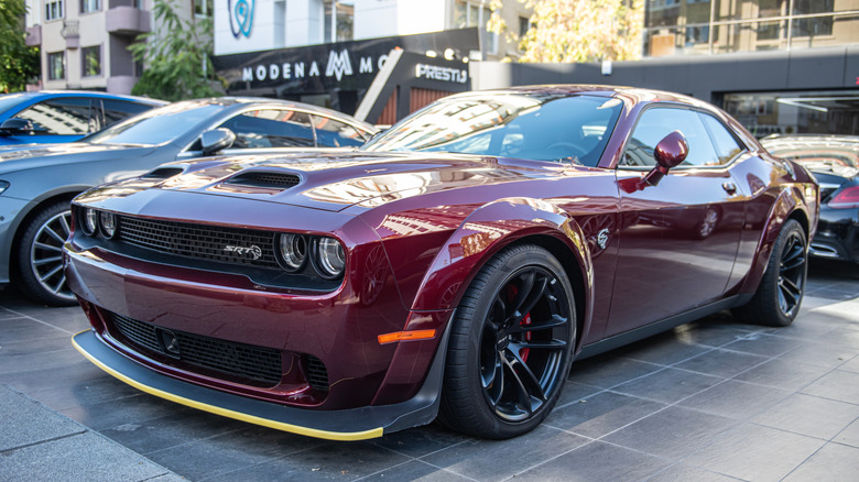 A 2022 Dodge Challenger SRT with a HEMI V8 parked in dealership