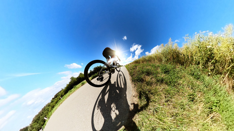 View from GoPro Max of racing bicyclist