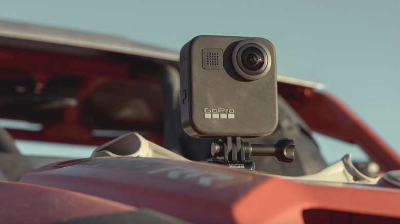 GoPro MAX attached to the hood of a car