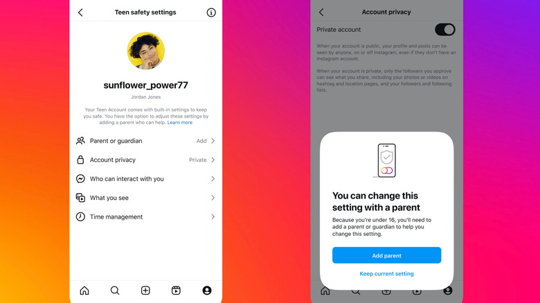 Teen Account controls on Instagram