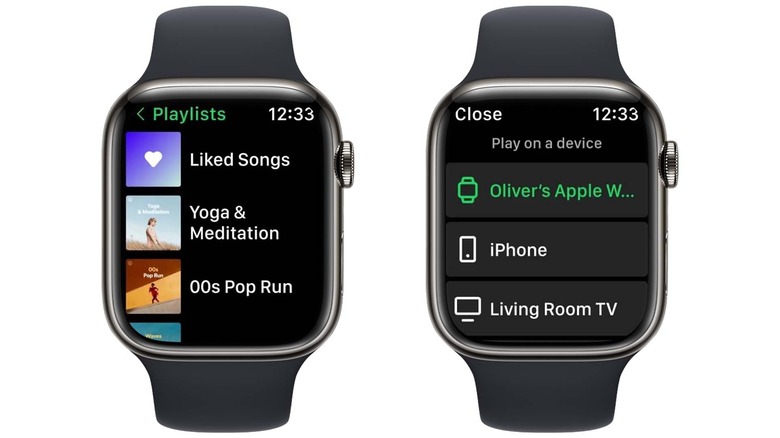 Spotify Apple Watch screenshots