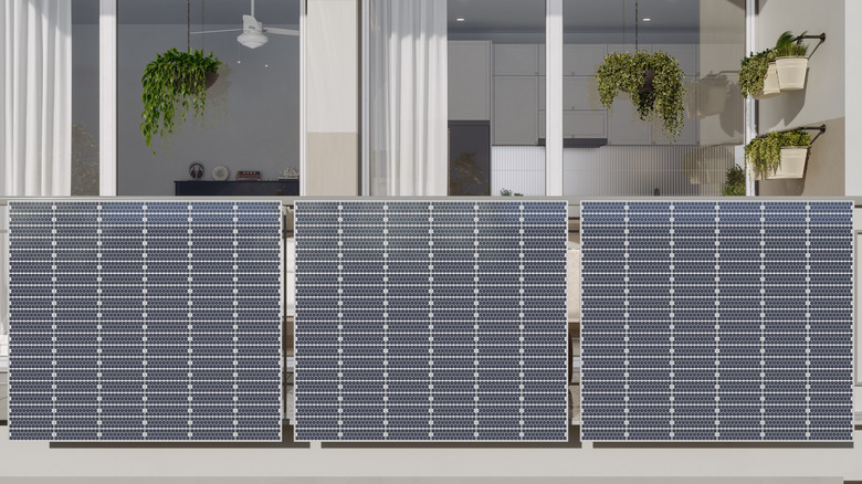 Solar panels on apartment balcony