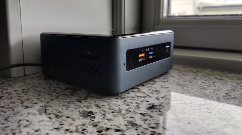 NUC computer on tile 