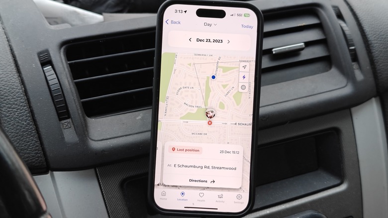 Phone showing dog tracking