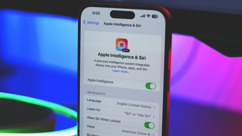 Apple Intelligence menu in iOS 18