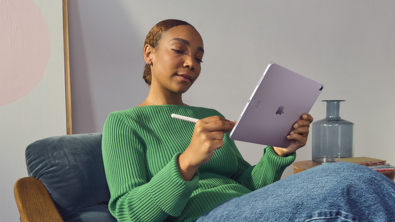 Woman using iPad