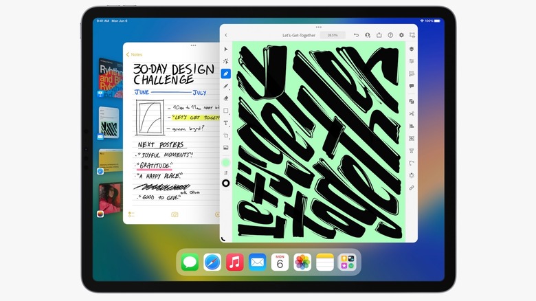 iPadOS 16 multitasking screenshot