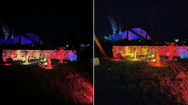 two photos of a grave yard