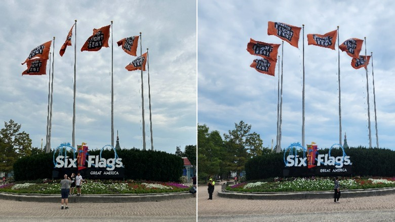 Two photos of Six Flags