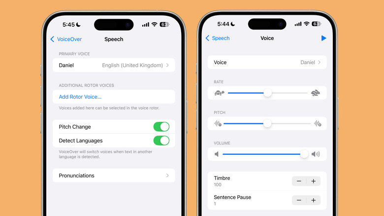 Siri VoiceOver settings on iPhone