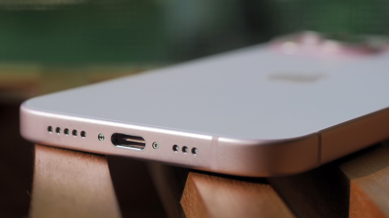 iPhone 15 USB-C port and speaker holes