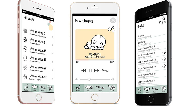 The Wonder Weeks iOS app showcased on three phone screens