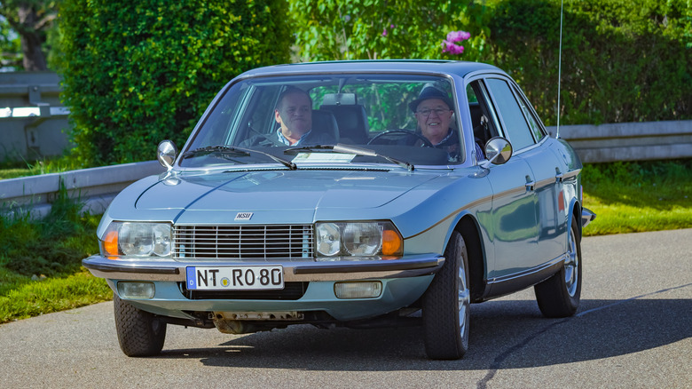 Blue NSU Ro 80 on road