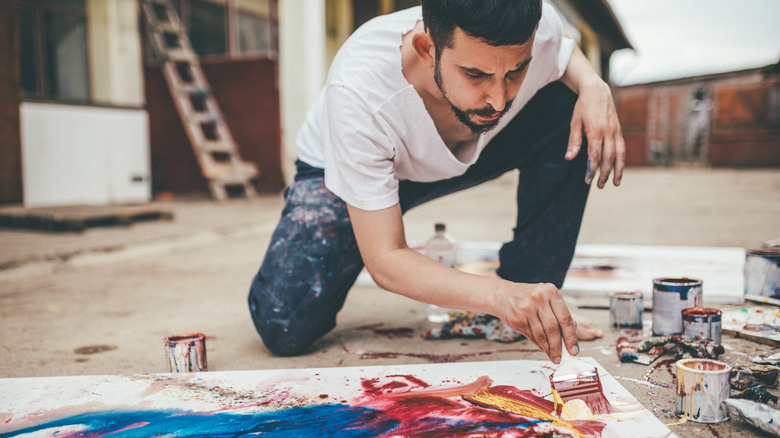 artist painting floor