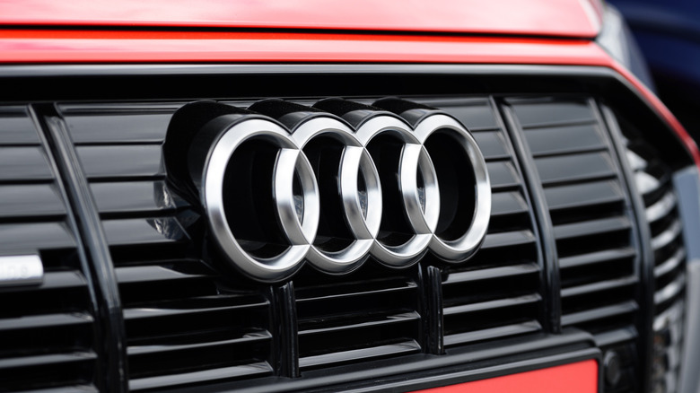 Audi logo on the front grille of a car