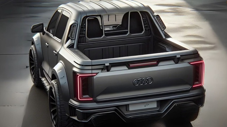 AI rendering of Audi pickup truck in black.