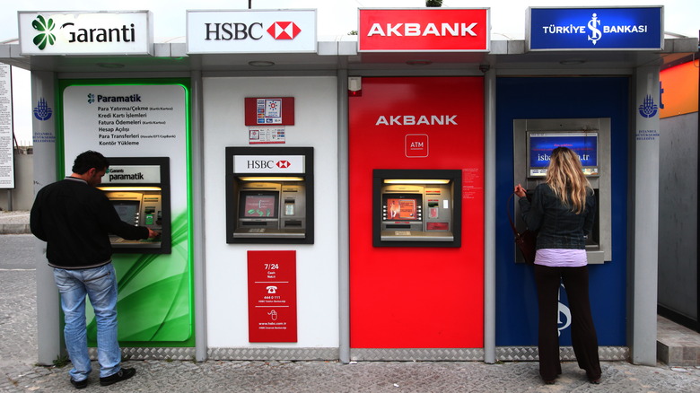 ATMs lined up from different banks