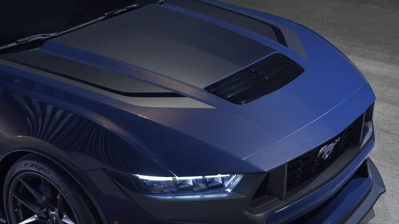 Blue 2025 Mustang hood