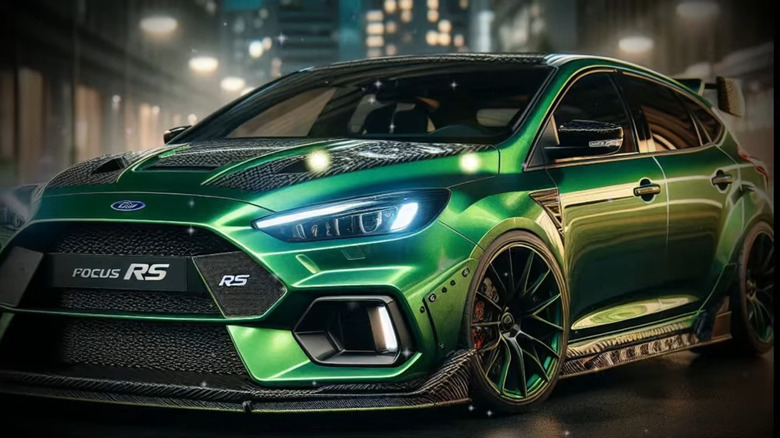 AI image of 2025 Ford Focus RS in green