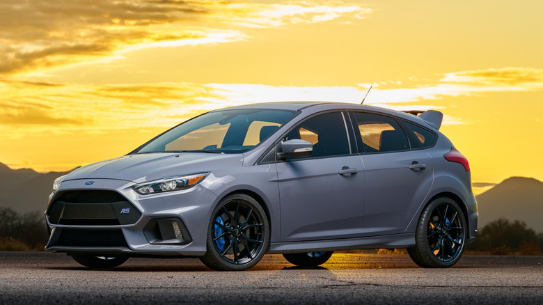 Ford Focus RS with sunset in the background