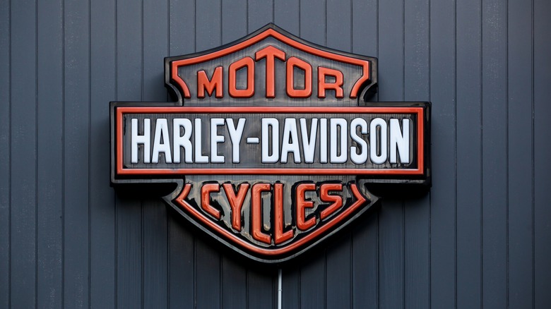 Harley-Davidson logo on a black wall