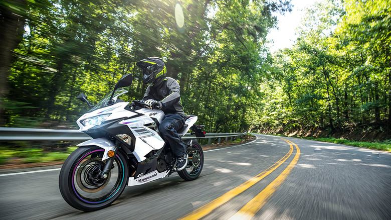 person riding kawasaki ninja 400