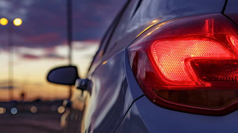 closeup of lit tail light