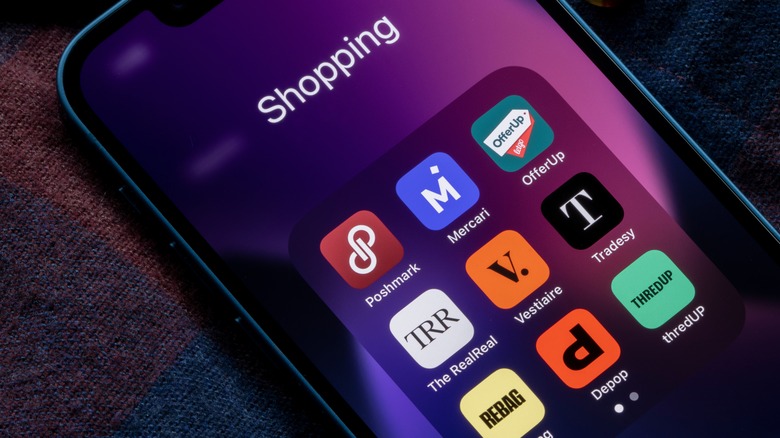 Mercari, other shopping apps on phone