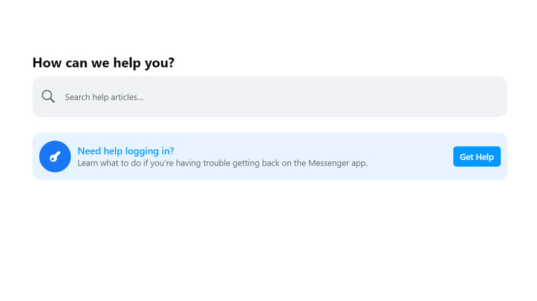 Facebook Messenger Help Center login