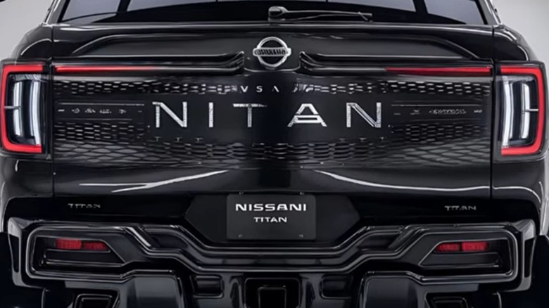 AI-rendered 2025 Nissan Titan with NITAN on the tailgate and NISSANI on the rear plate..