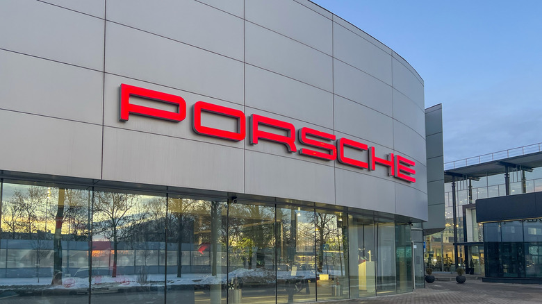 Front of a Porsche dealership