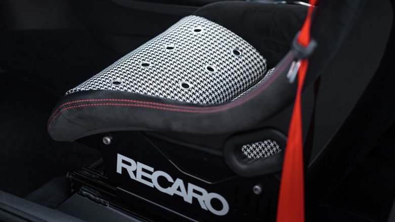 Recaro seat with logo closeup