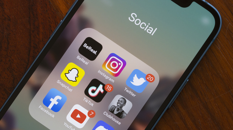 social media platform app icons on iPhone