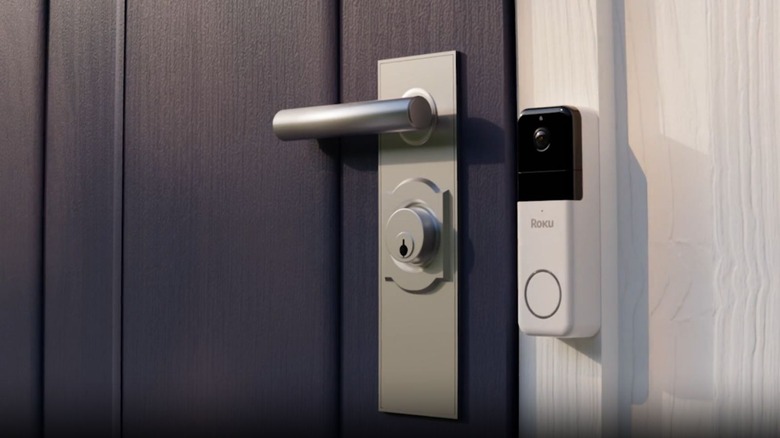 Roku video doorbell installed next to door