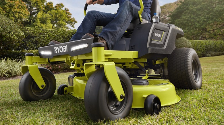 Ryobi mower on grass