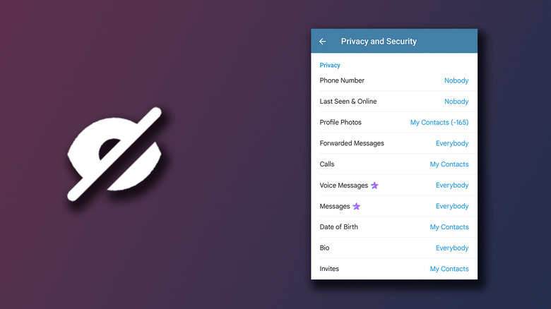 Privacy controls on Telegram