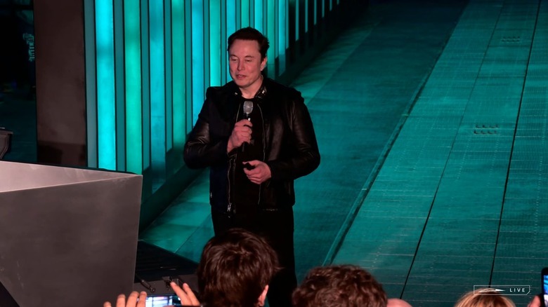 Elon Musk during Cybertruck delivery event