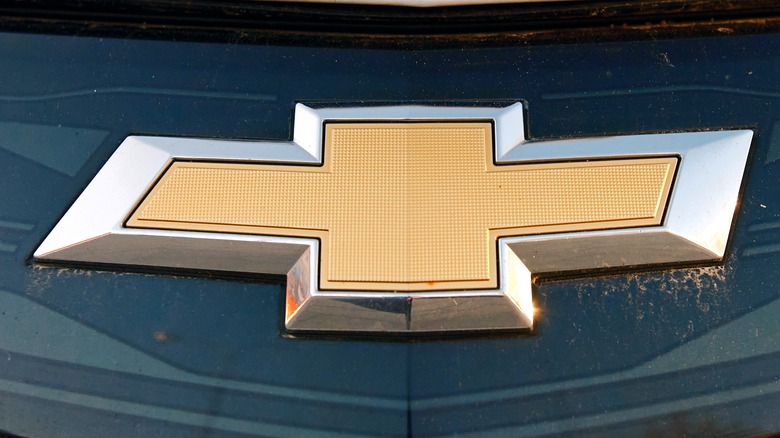 The Chevrolet logo on the front of a car.