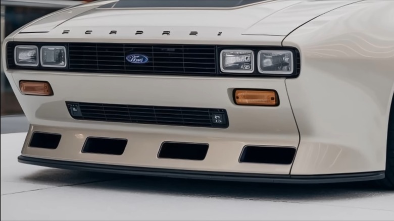 screenshot of an AI-generated Ford Capri showing the signs of AI video generation