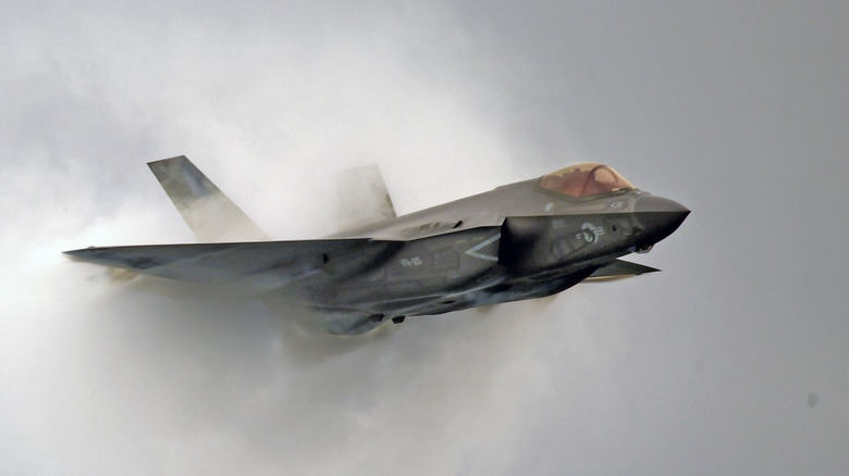 F-35 fighter jet during an air show