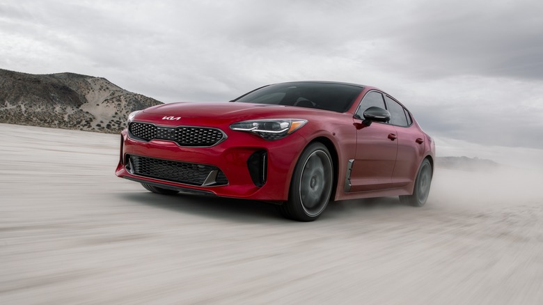 The 2023 Kia Stinger in red color