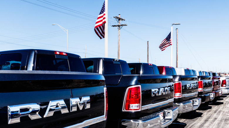 Ram trucks at a dealership