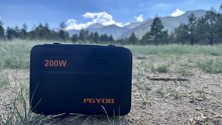 Portable power station in front of Colorado mountains