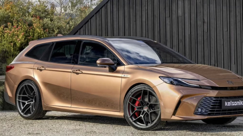 Concept image of a brown Toyota Camry station wagon parked outdoors